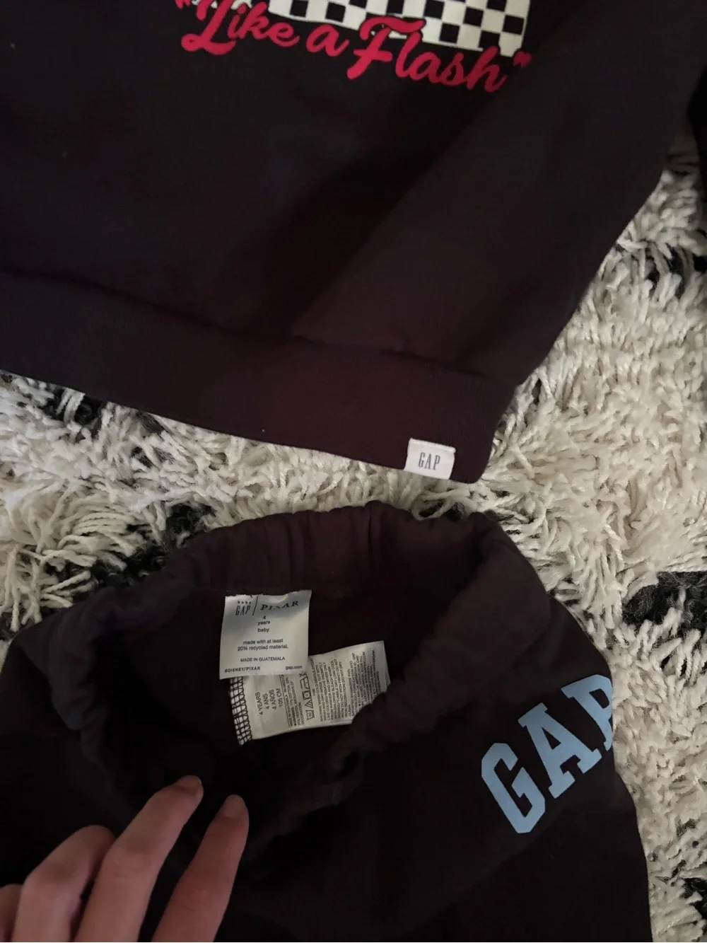 GAP Black Lightning McQueen Sweatpants & Joggers Set with Red and Blue Graphics